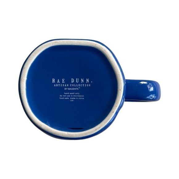 Rae Dunn Hanukkah Inspired Coffee Mug (Happy Challah Days) Blue Gold NWOT - Picture 5 of 8